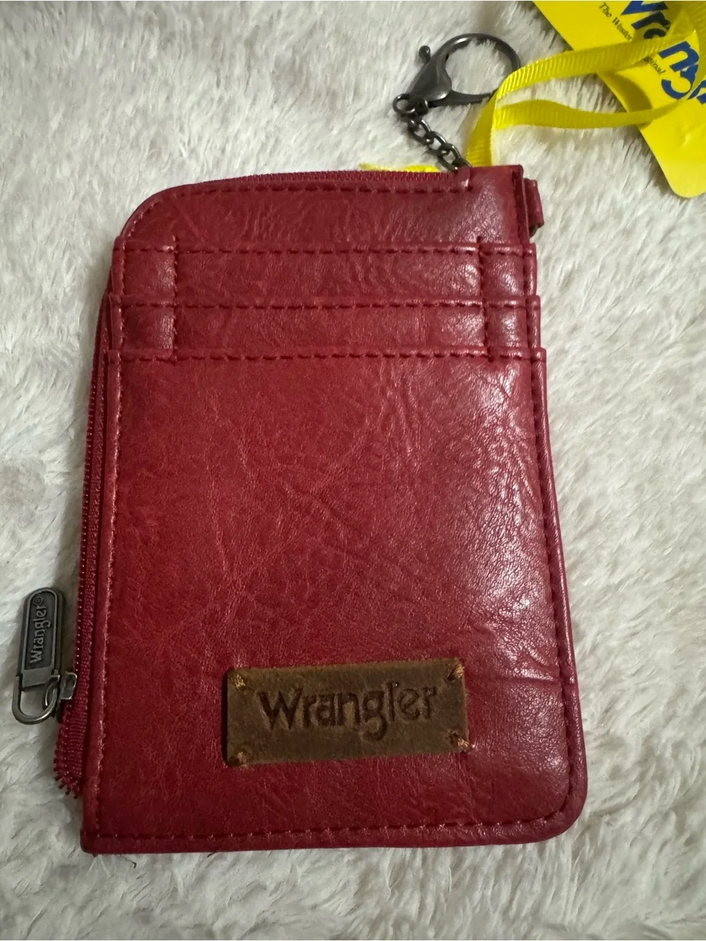 Wrangler Burgundy Leather Card Wallet with Key Clip